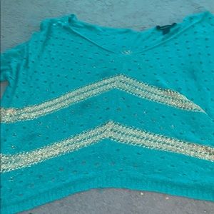 teal and gold ashley stewart sweater/top